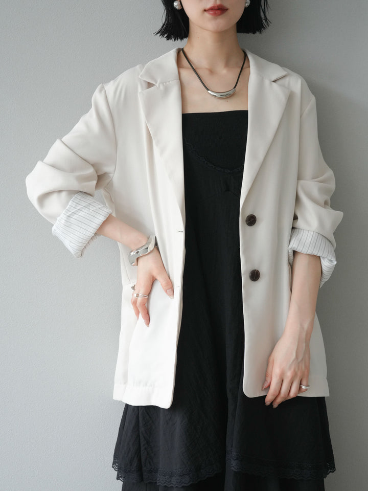 [予約]リネンタッチテーラードジャケット/アイボリー