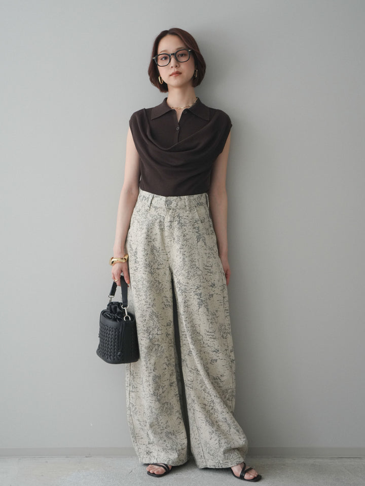 [予約]ノースリーブドレープニットトップス/brown