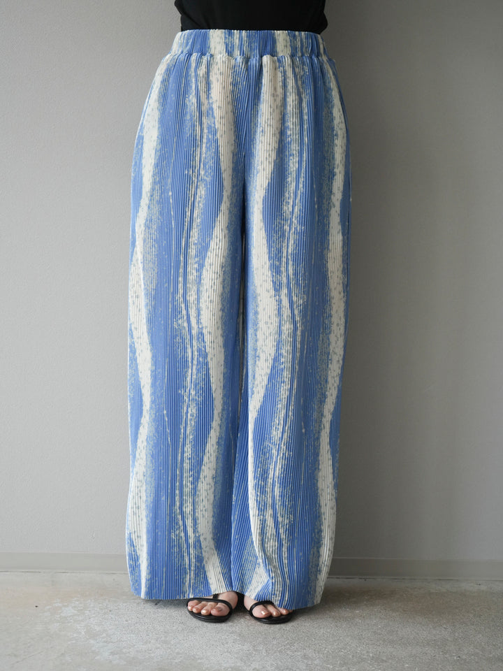 [予約]ニュアンスプリーツワイドパンツ/ライトブルー