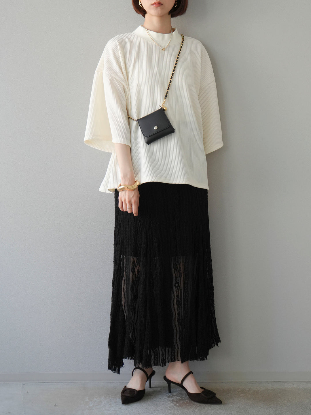 【預購】蕾絲窄裙/黑色