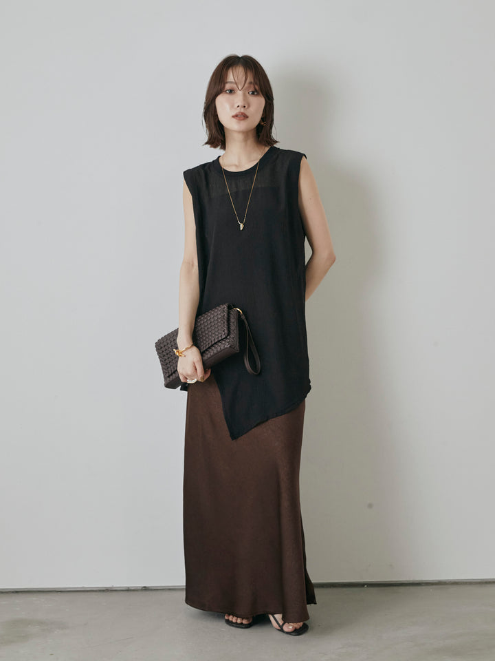 [予約]シアーワッシャーアシンメトリープルオーバー/ブラック