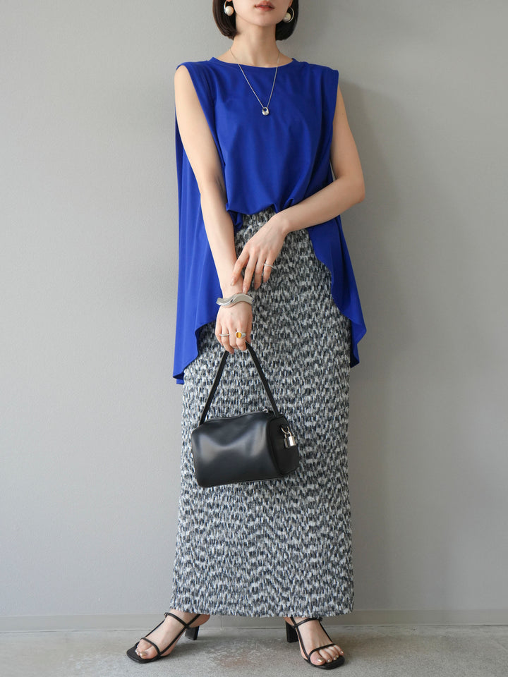 [予約]マルチカラーランダムプリーツタイトスカート/ブラック