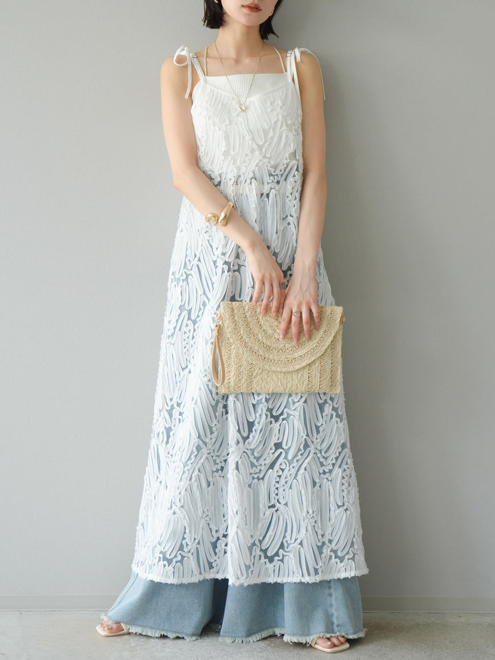 【預購】流蘇高腰寬牛仔褲/淺藍