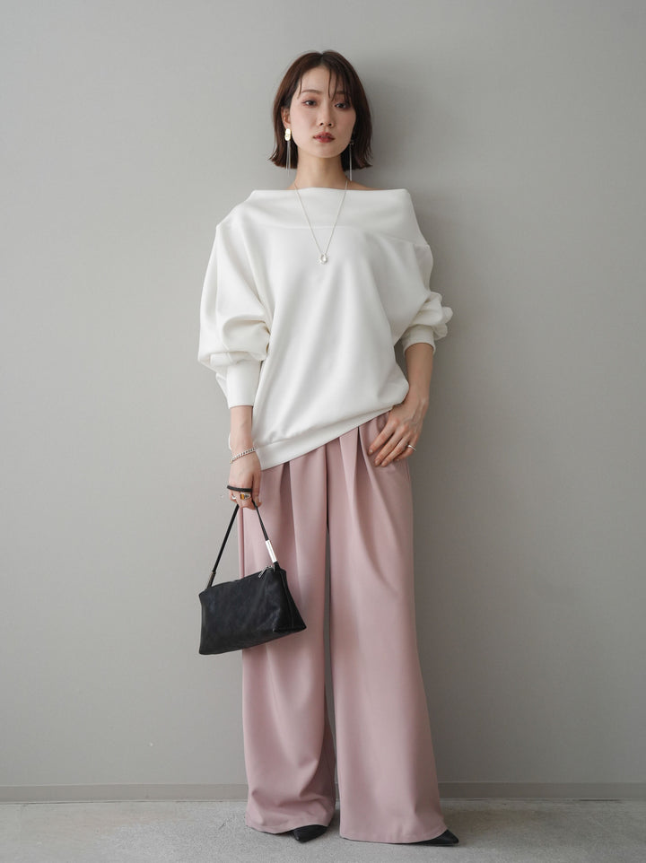 [SET]アシンメトリーオフショルポンチプルオーバー+アシンメトリーオフショルポンチプルオーバー(2set)