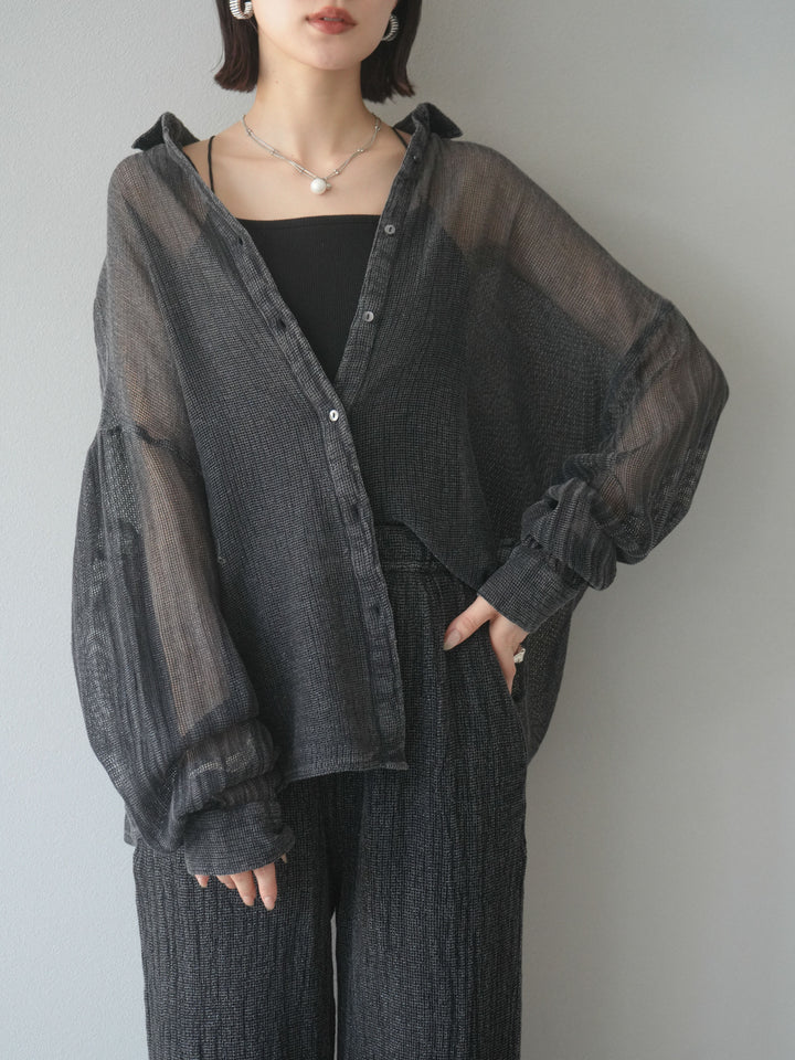 [予約]コットンラメメッシュオーバーシャツ/グレー