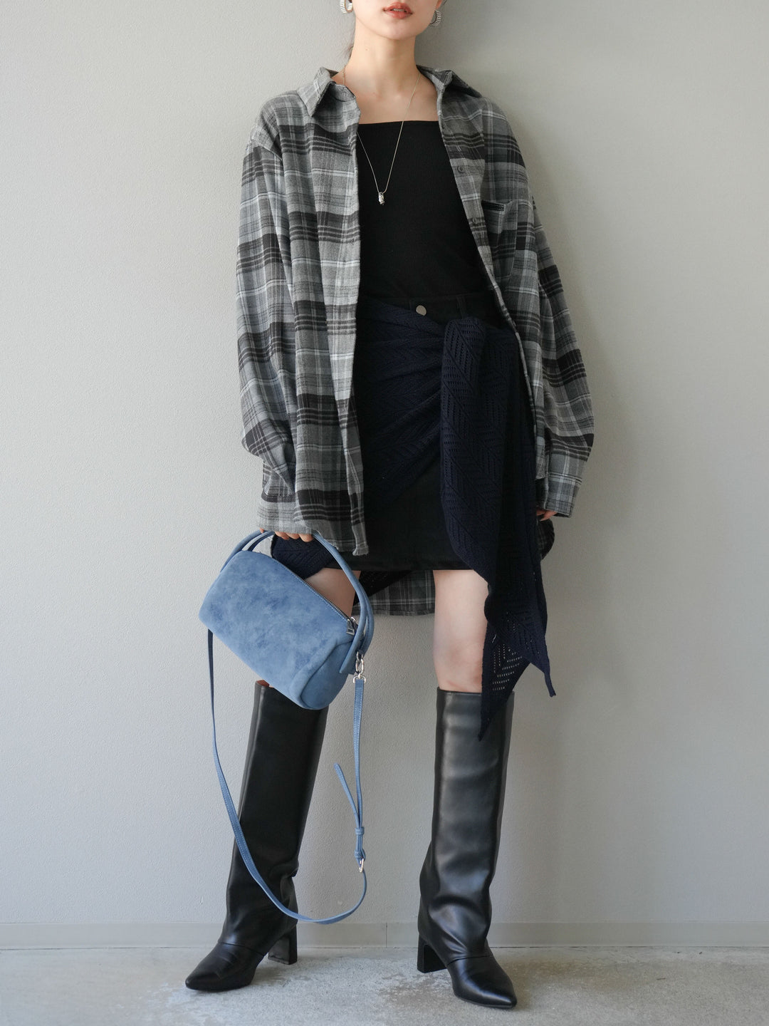 [予約]スエードペチパンツ付ミニスカート/ブラック