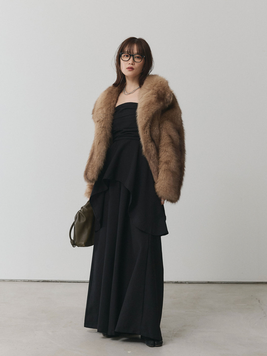 [予約]フェイクファービックカラージャケット/ベージュ