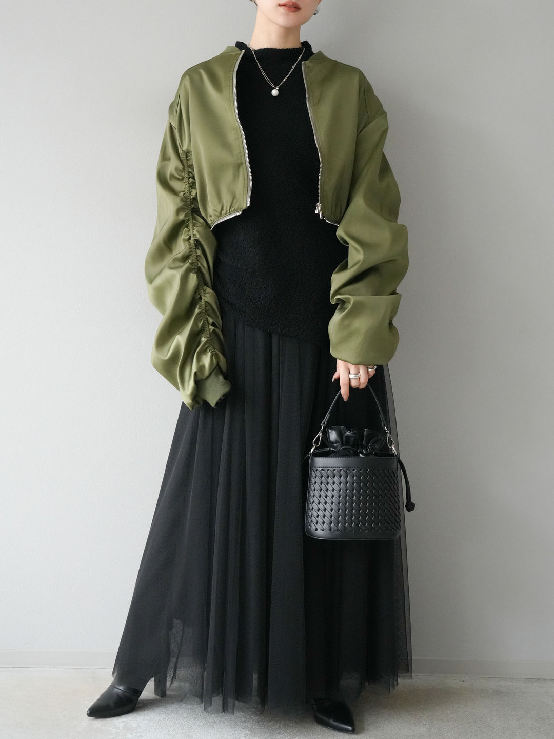 [予約]チュールボリュームスカート/ブラック