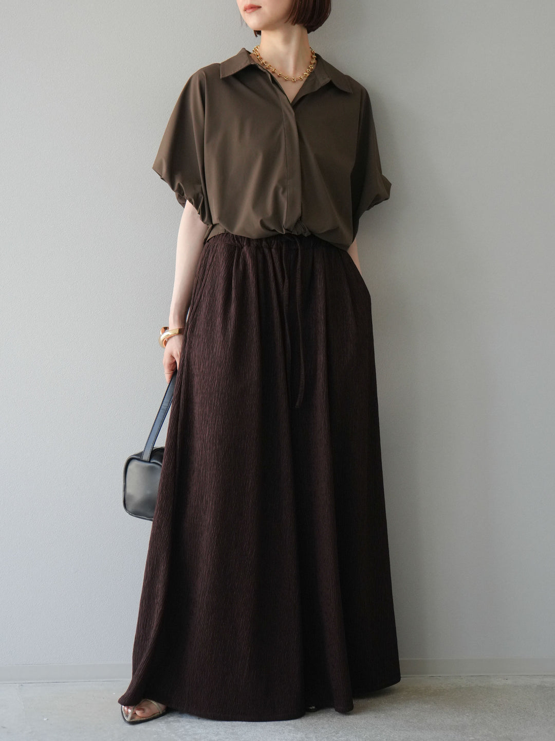 [予約]楊柳バギーパンツ/ブラウン