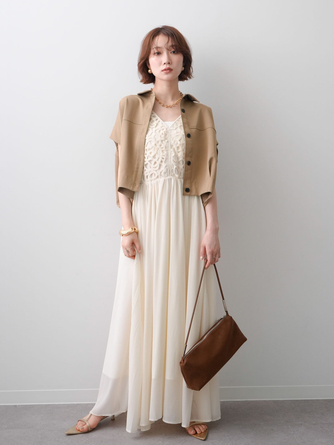 [予約]クロシェシフォンキャミワンピース/ivory