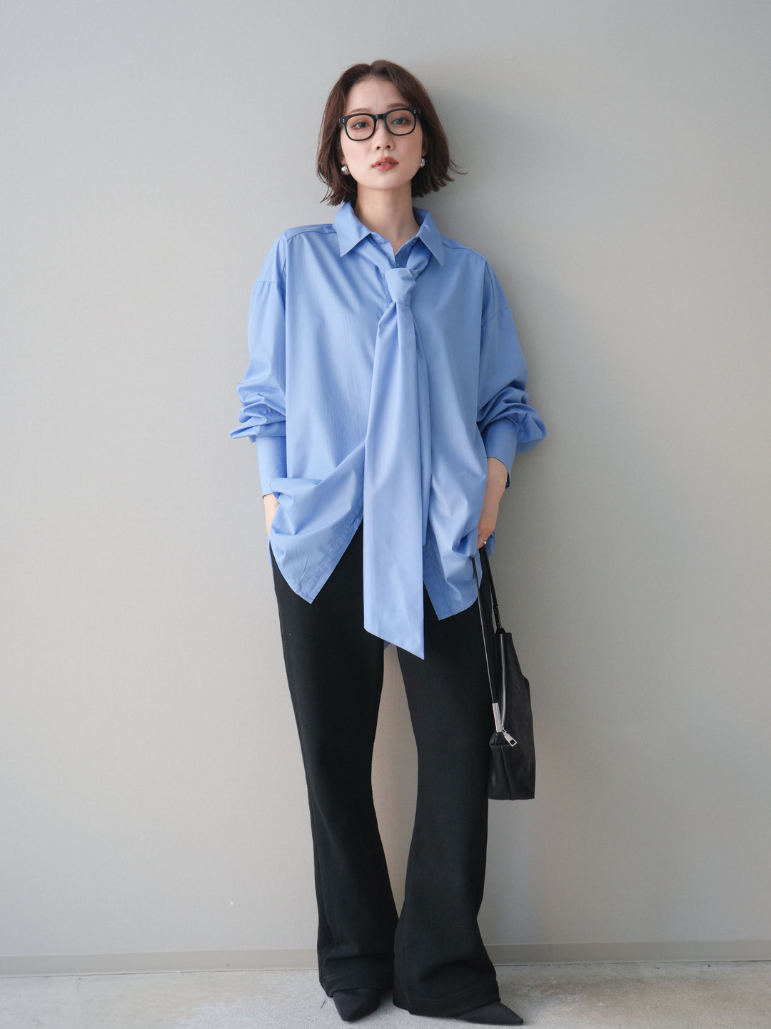 [SET]ボウタイ付オーバーシャツ+選べるアクセセット(2set)