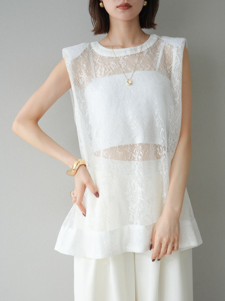 [予約]シャイニーレースプルオーバー/オフホワイト