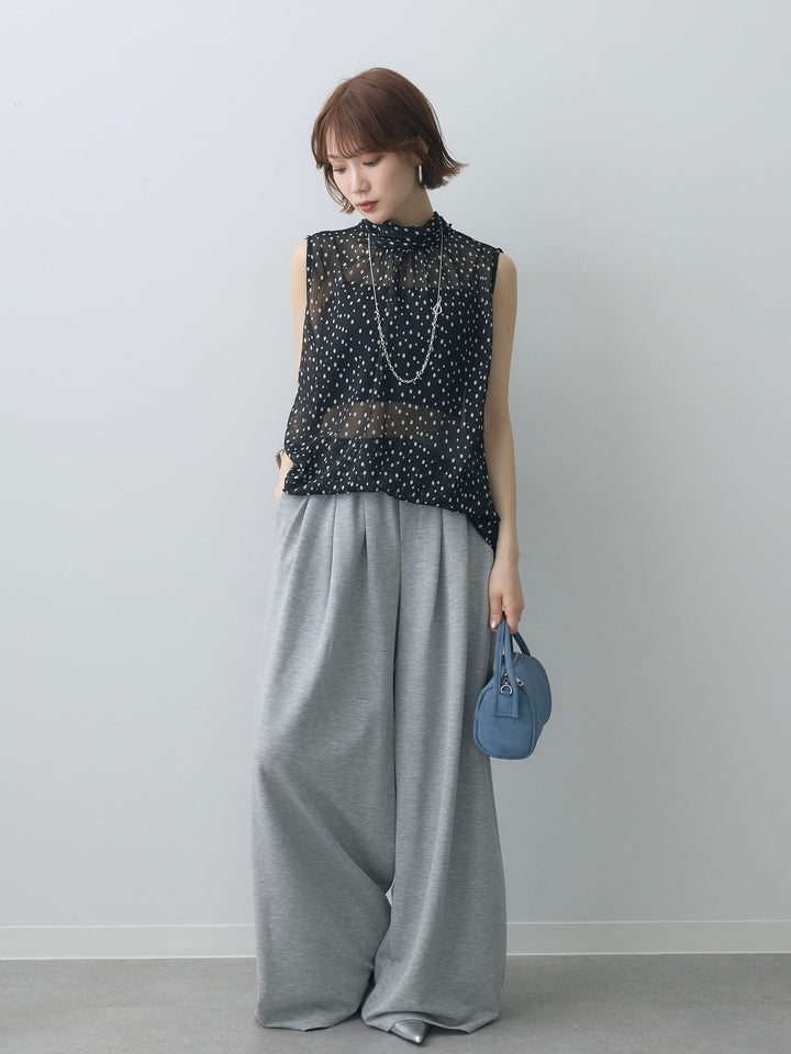 [予約]シアードットホルターネックブラウス/black
