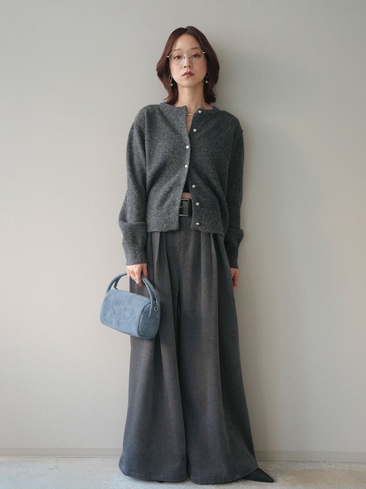 [予約]ベルトデザインループコールテンワイドパンツ(ベルト付き)/charcoal