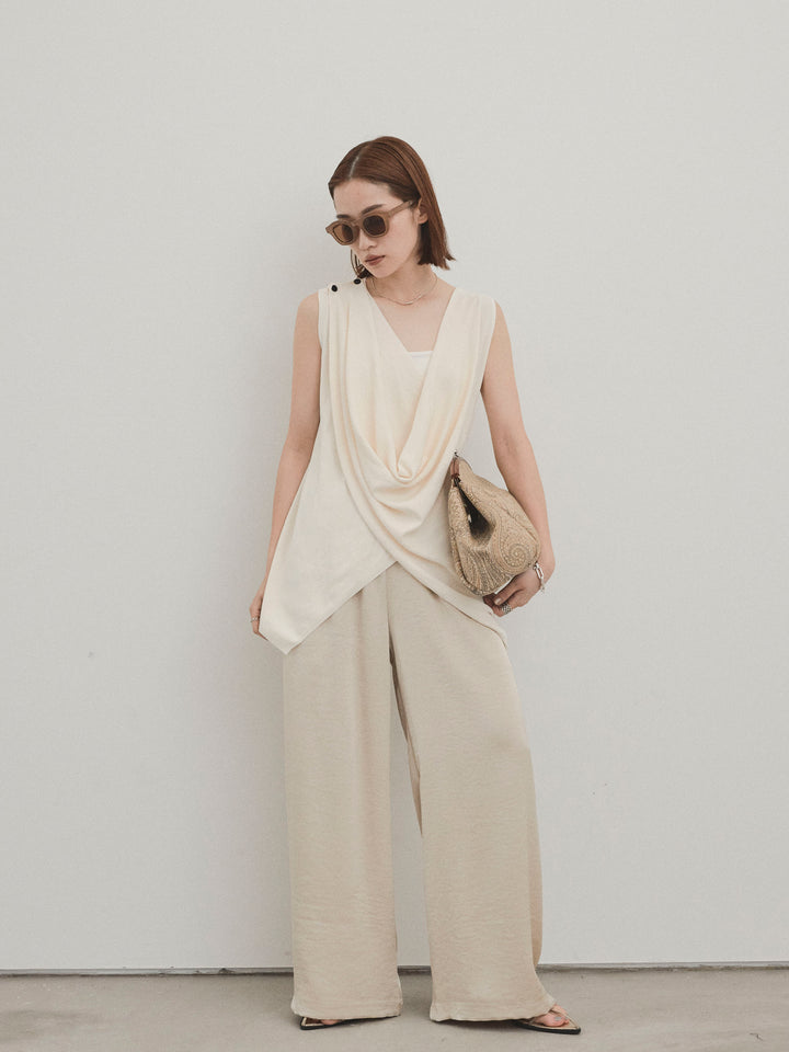 [予約]サテンイージーパンツ/ベージュ