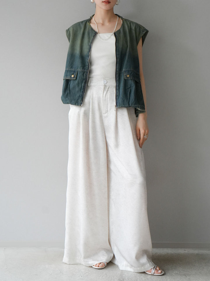 [Pre-order] 2-tuck nuanced satin wide pants/ivory