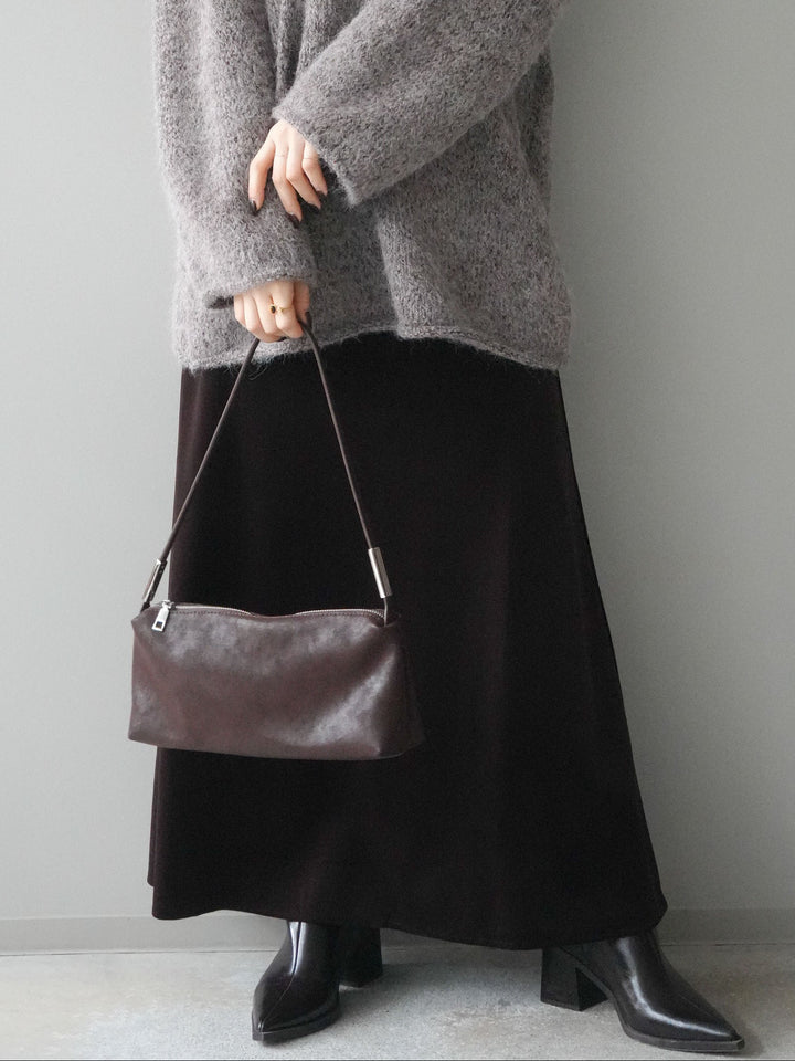 [予約]ベルベットナロースカート/brown