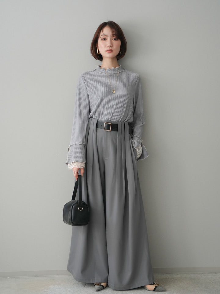 [予約]袖レース楊柳メロートップス/lightgray