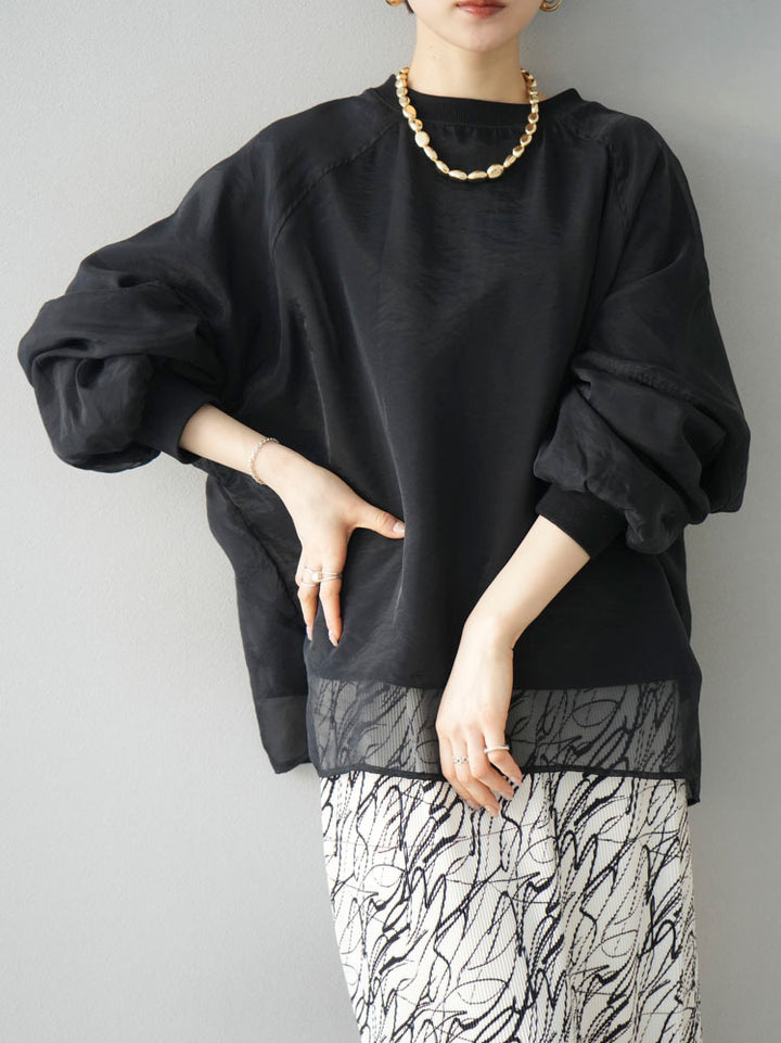 [Pre-order] Sheer layered fleece sweatshirt pullover/black