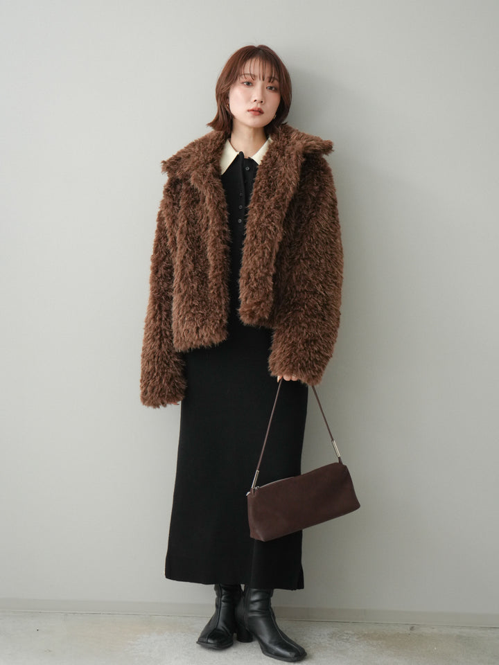 [SET]配色ポロニットワンピース+選べるアクセセット(2set)