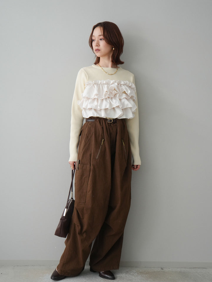 [予約]コットンタックループパンツ/brown