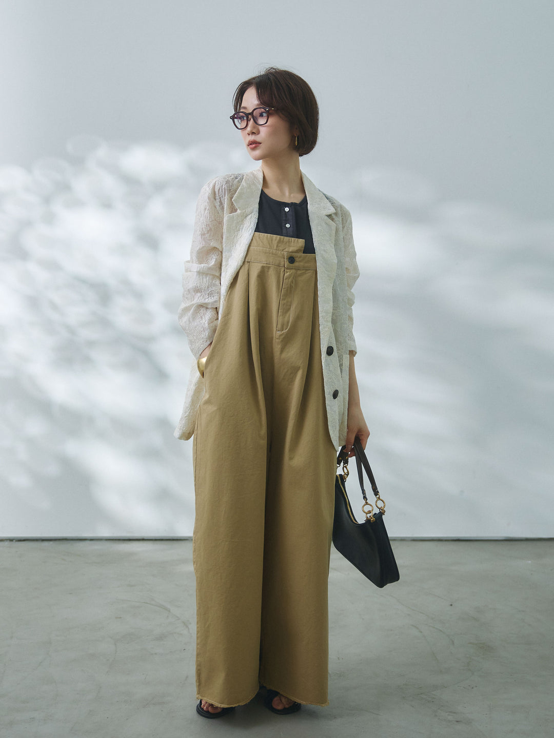 【Allure】[SET]カットオフコットンツイル配色ステッチサロペット+カットオフコットンツイル配色ステッチサロペット(2set)