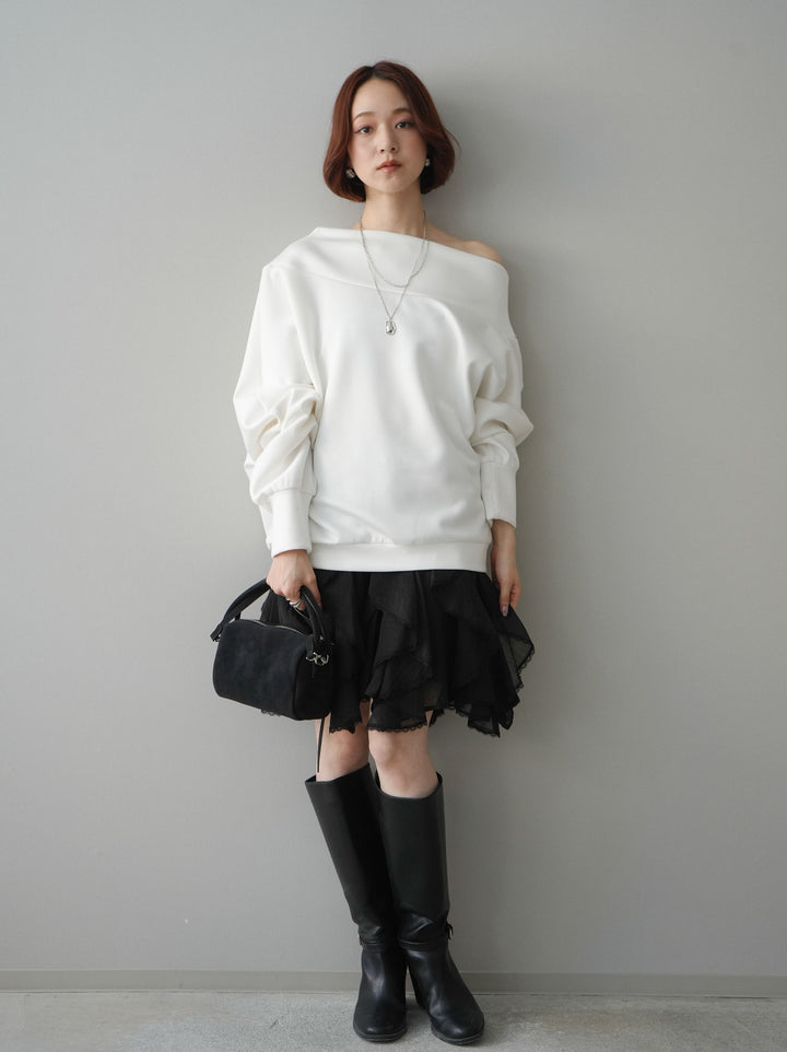 [予約]ラッフルレースミニスカート/black