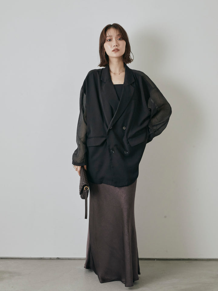 [予約]サテンワッシャーナロースカート/パープル