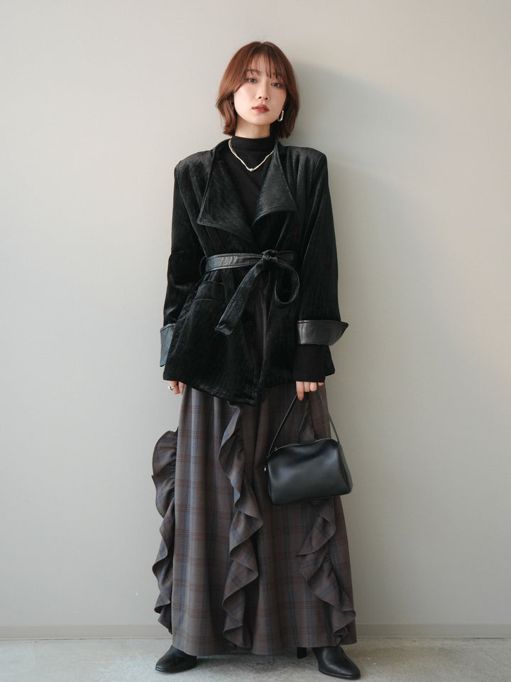 [20%オフ]ベロアガウンジャケット/black