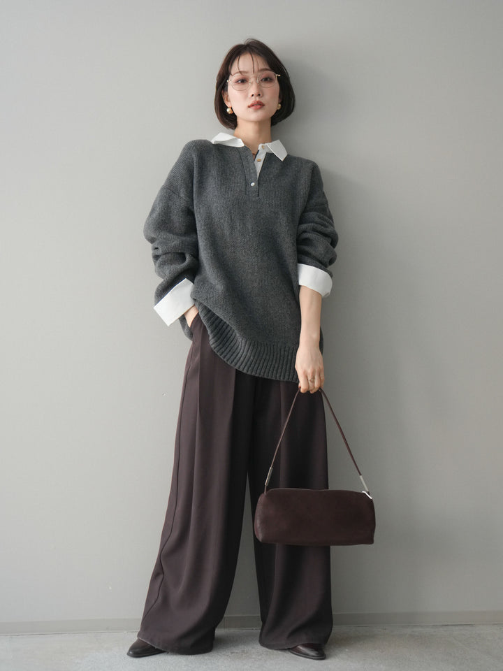 [予約]シャツドッキングオーバーニットプルオーバー/charcoaloff