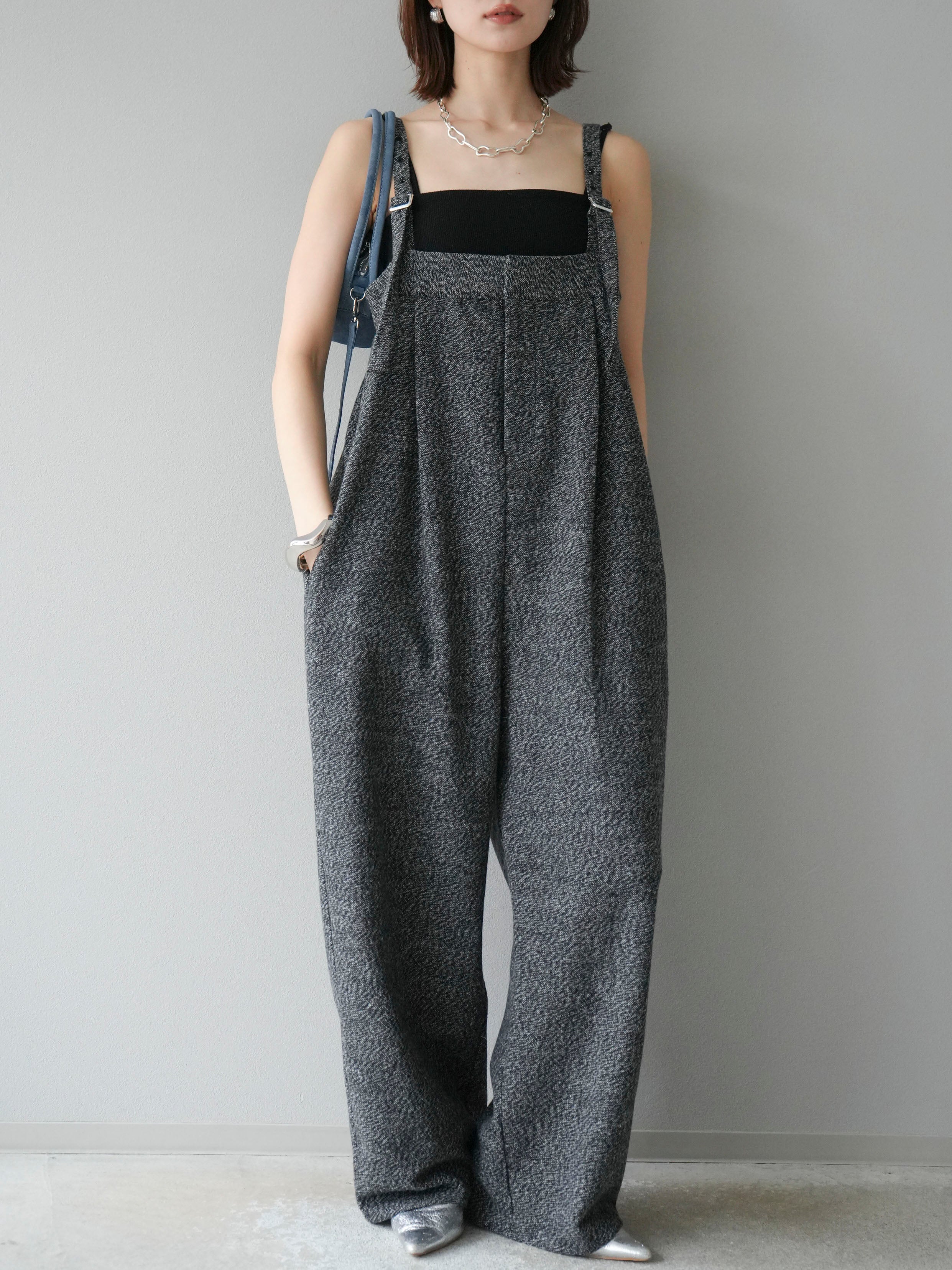 サロペット オーバーオール ツイードベアサロペット パンツ 黒 Lumier 予約]ツイードベアサロペット/ブラック – Lumier