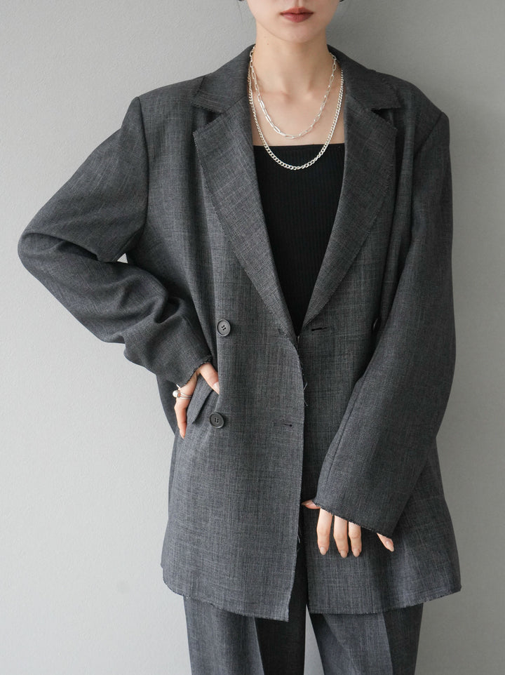 [予約]カットオフダブルブレストジャケット/ブラック