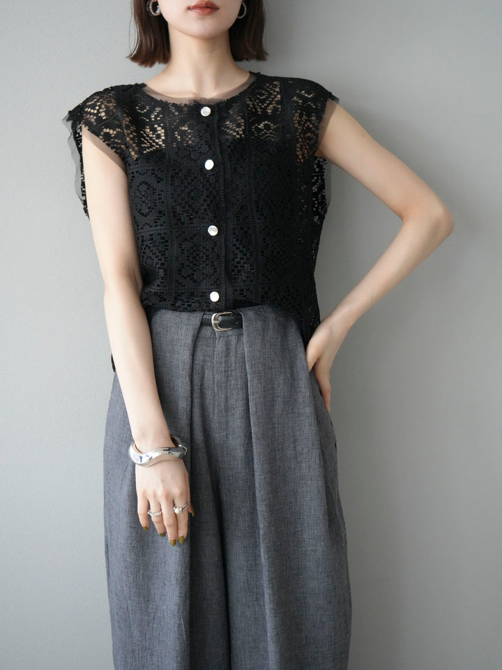 [予約]ブロックレースベスト/ブラック