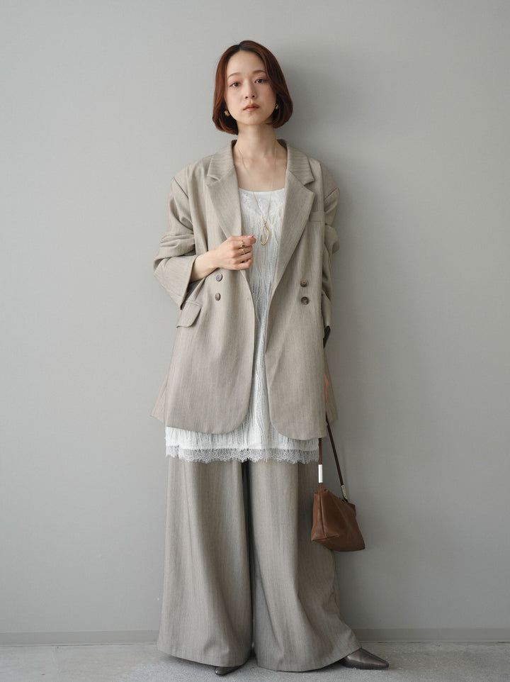 [予約]ダブルボタンヘリンボーンジャケット/beige