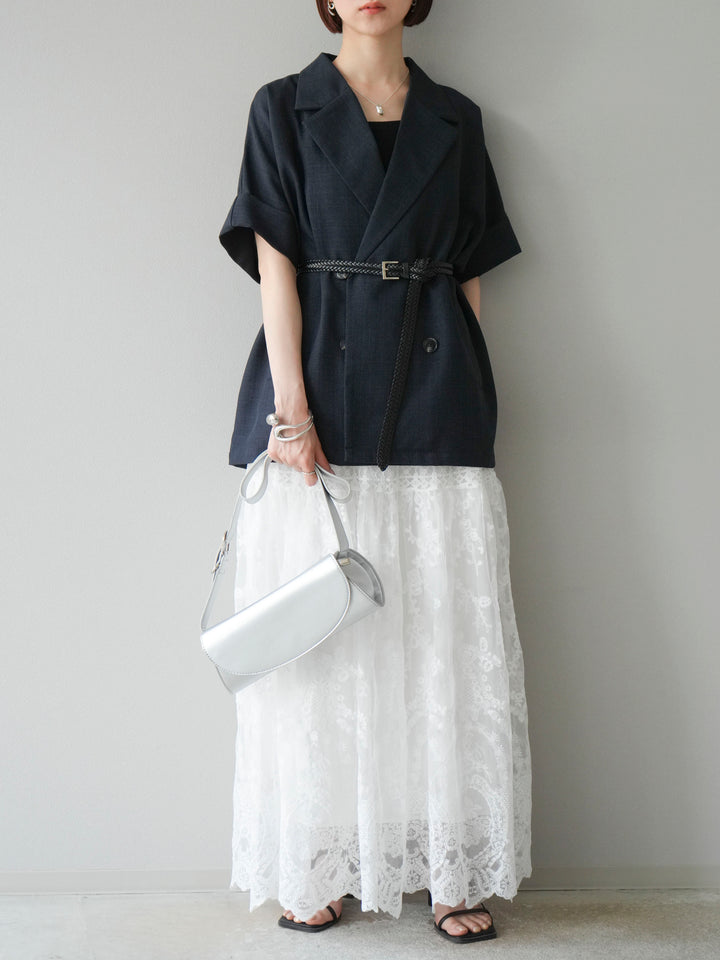 [予約]レースフレアスカート/ホワイト