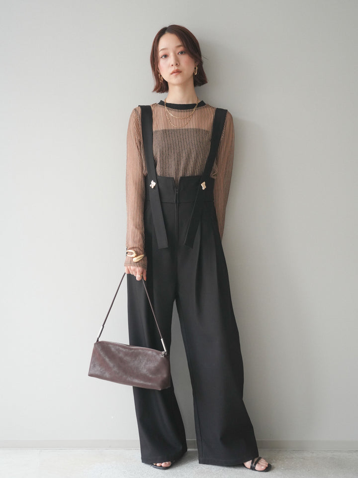 [予約]シアーストライプメッシュトップス/beige