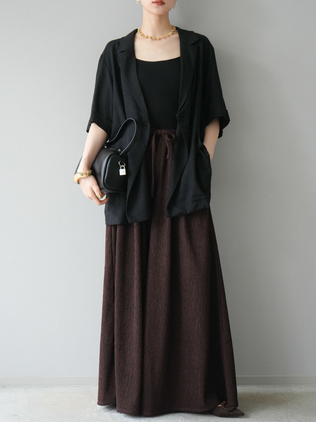 [予約]楊柳バギーパンツ/ブラウン