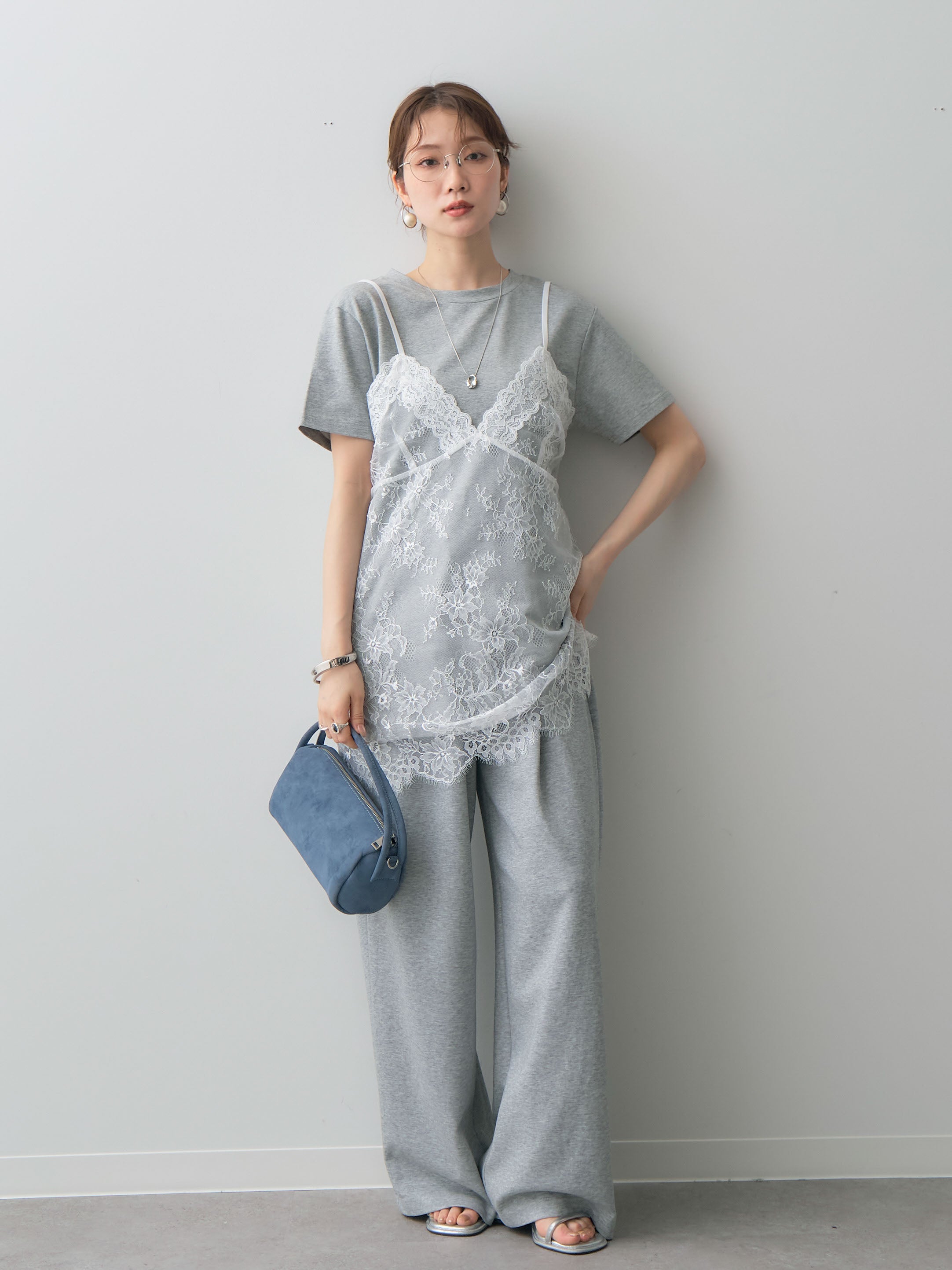 予約]レースキャミチュニックレイヤードTEE/mokugray – Lumier