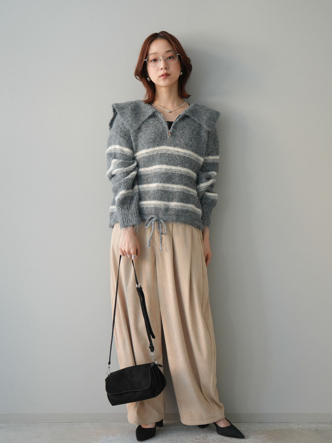 [予約]コーデュロイサイドタックコクーンパンツ/beige