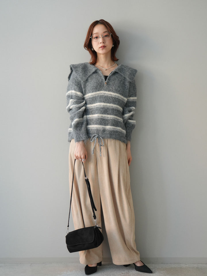 [予約]コーデュロイサイドタックコクーンパンツ/beige