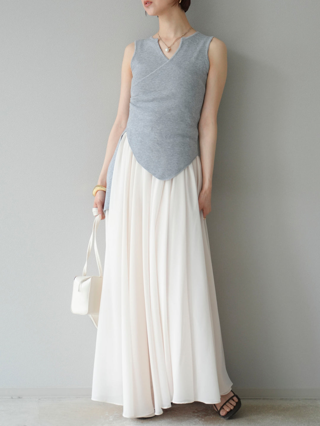 [予約]シフォンフレアスカート/アイボリー