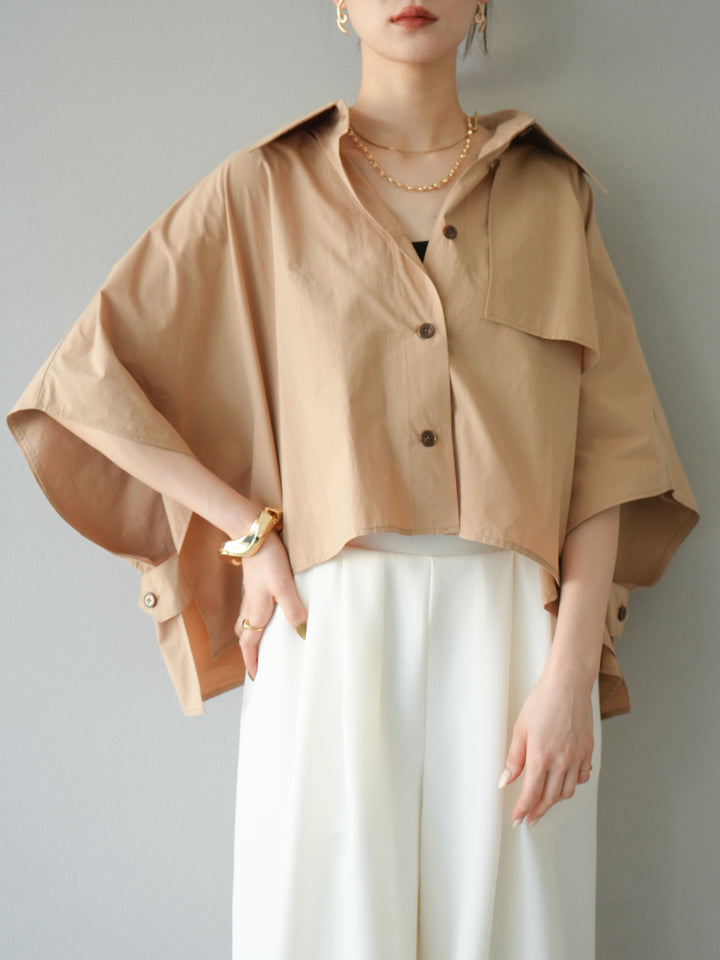 [予約]ポンチョショートシャツ/ベージュ