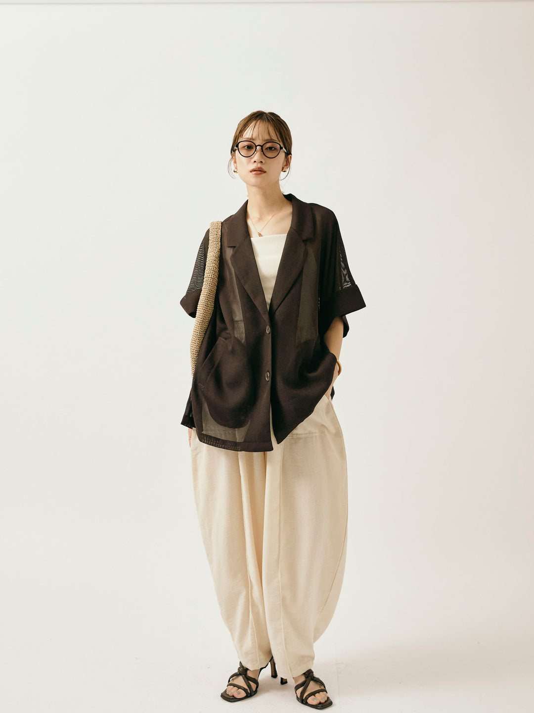 【Allure】[SET]メッシュハーフテーラードジャケット+メッシュハーフテーラードジャケット(2set)