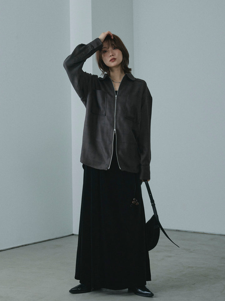 【Allure】[SET]杢チェックZIPシャツジャケット+杢チェックZIPシャツジャケット(2set)