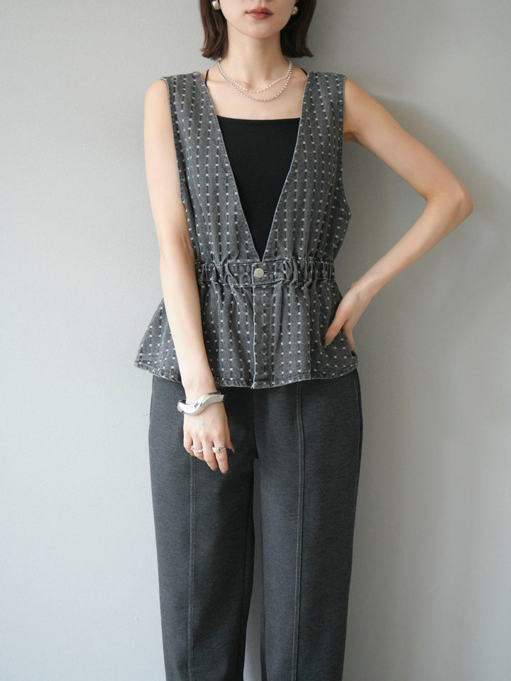 [予約]ジャガードデニム２WAYビスチェ/ブラック