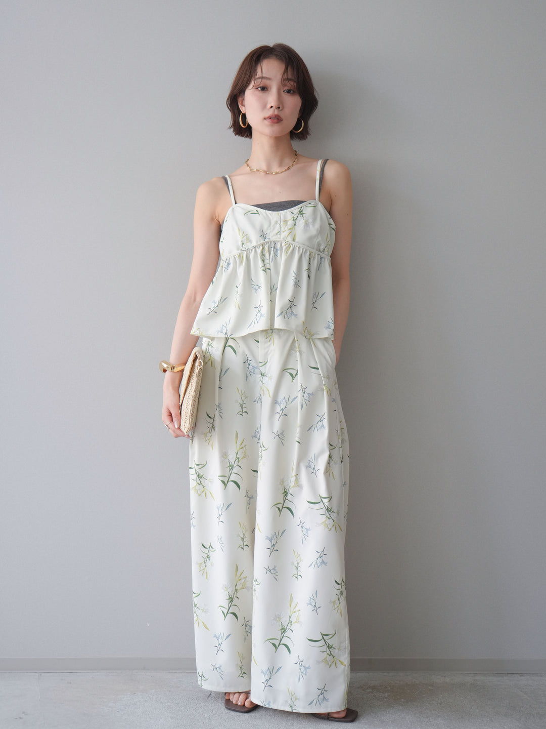 [SET]フラワープリントキャミソール+フラワープリントキャミソール(2set)