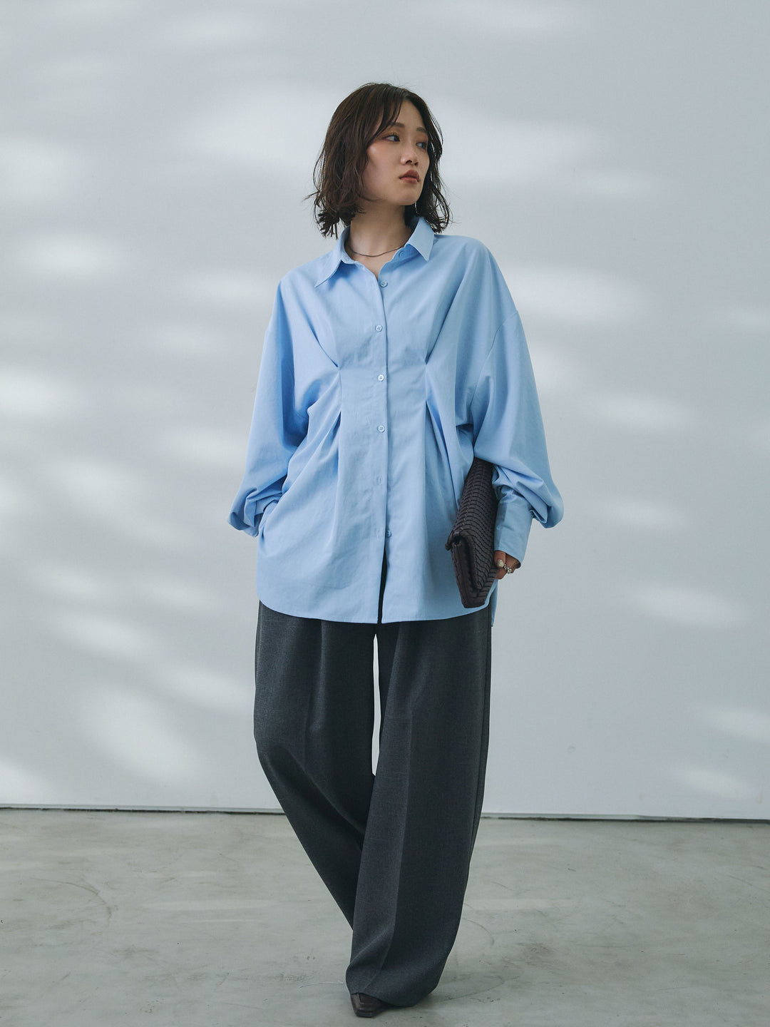 【魅力】【套裝】合成纖維束腰襯衫 + 合成纖維束腰襯衫（2 件套）