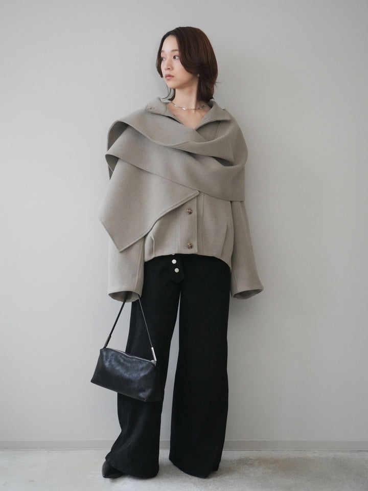 [予約]コーデュロイ巻きベルト付きパンツ/black