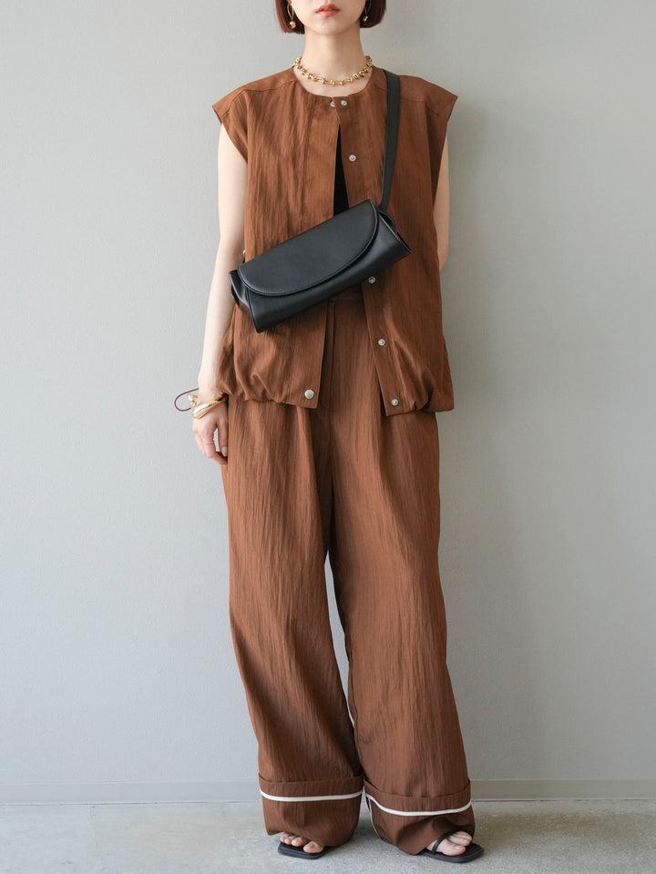 [予約]リネンライクドロストバルーンブルゾン/ブラウン