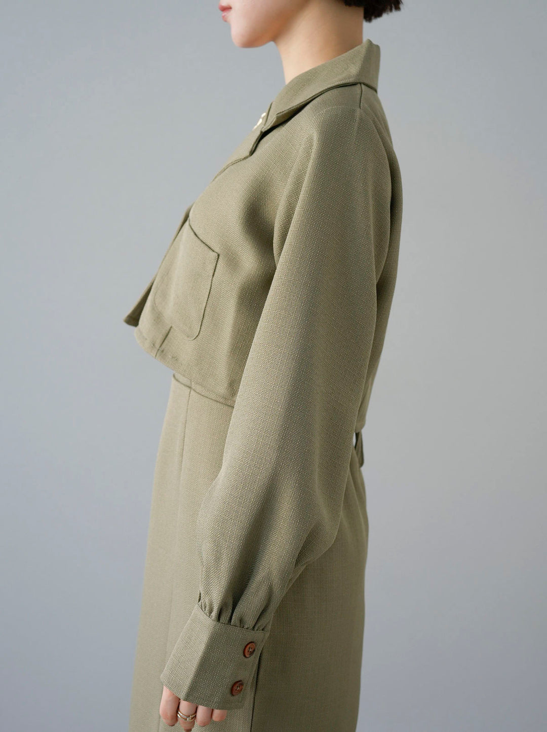 [Pre-order] Linen touch short jacket/khaki